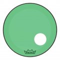 18" Remo Powerstroke 3 Colortone Bass Drum Head, Green, With Port Hole, P3-1318-CT-GNOH