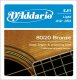 D'Addario EJ11 80/20 Bronze Acoustic Guitar Strings, Light, 12-53