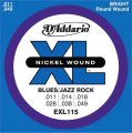 D'Addario EXL115 Nickel Wound Electric Guitar Strings, Medium Blues/Jazz Rock, 11-49