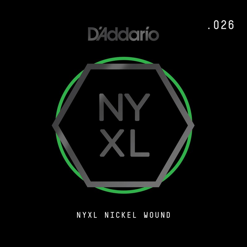 D'Addario NYNW026 NYXL Nickel Wound Electric Guitar Single String, .026